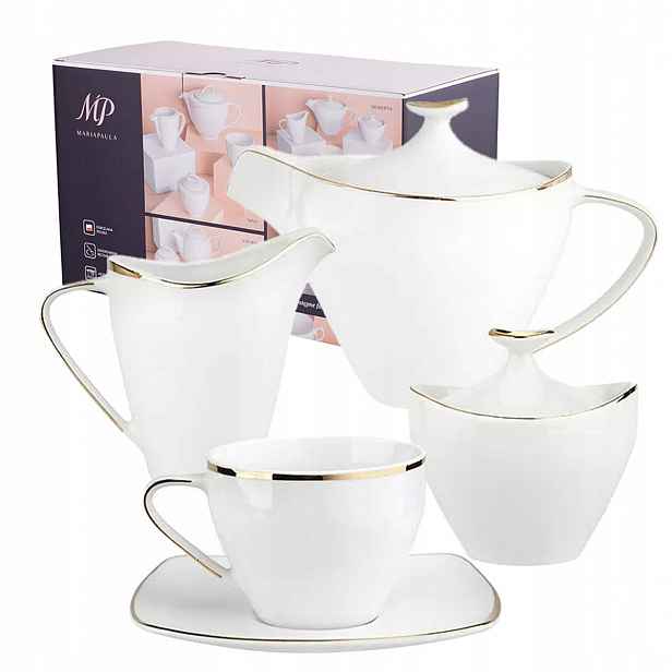Čajový a kávový servis pro 6 osob, porcelán MariaPaula Moderna Gold 15 ks