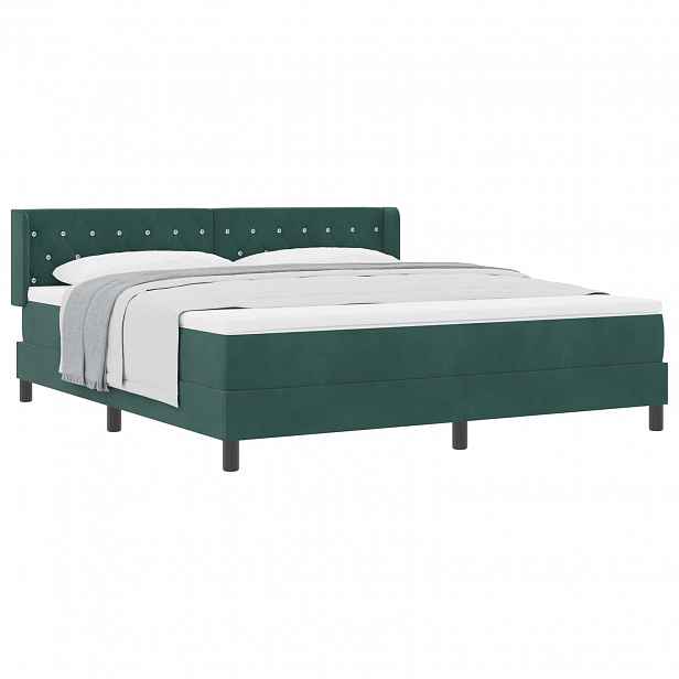vidaXL Postel s boxspringem s čelo Tmavě zelená 200 x 180 cm samet