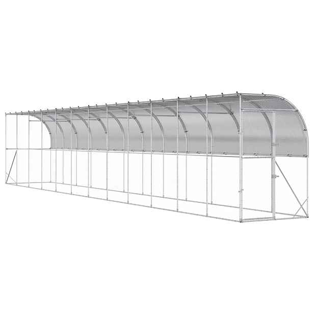 vidaXL Kurník proti zdi Stříbrná 600 x 150 x 215 cm Pozinkovaná ocel