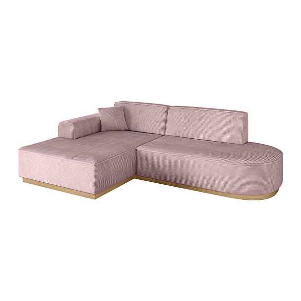 ALTDECOR ROHOVÁ SEDAČKA s otomanem, levá IREA-L1-v2 232x165x80 Růžová Manšestr