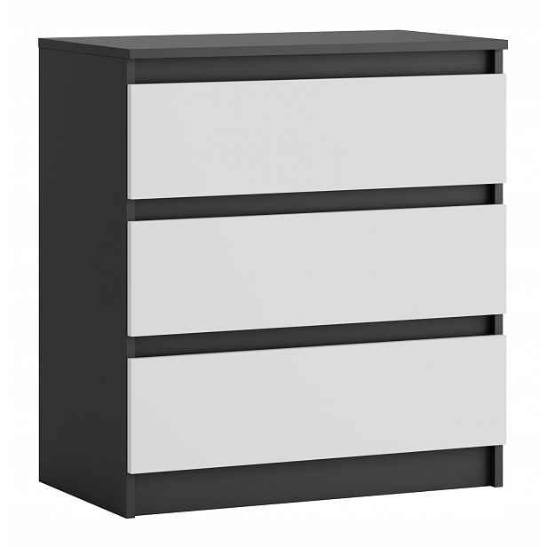 Komoda Skříňka Antracit Bílá 3 Zásuvky Moderní Do Obývacího Pokoje Ložnice