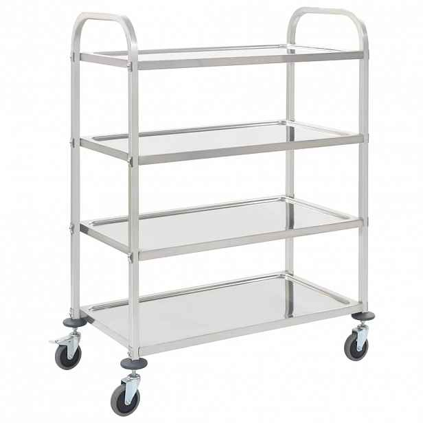 vidaXL 4patrový kuchyňský vozík 107 x 55 x 125 cm nerezová ocel