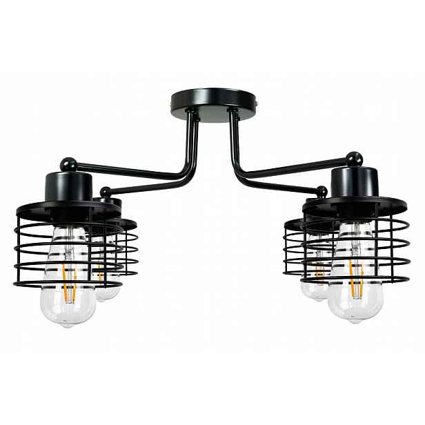 Závěsná lampa Lustr Berge Loft Dron 4x E27 Kovová pružina Černá