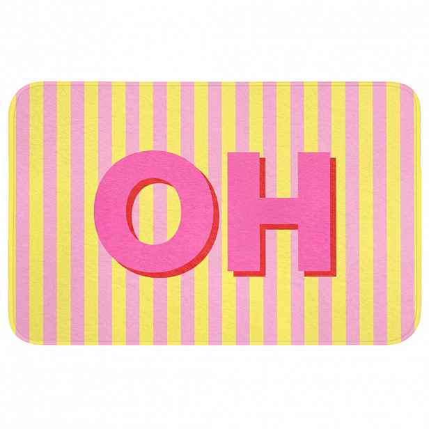 OnlyWow KOUPELNOVÁ PŘEDLOŽKA Text - Pruhy - Růžová 80x50 cm