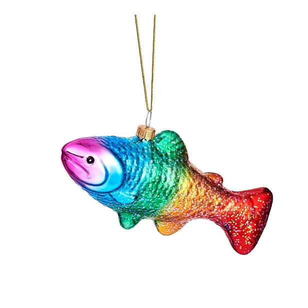 Skleněná ručně vyrobená vánoční ozdoba 7 cm Rainbow Trout – Sass & Belle