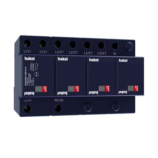 Svodič přepětí T1+T2+T3 Hakel HLSA25G-255/4+0