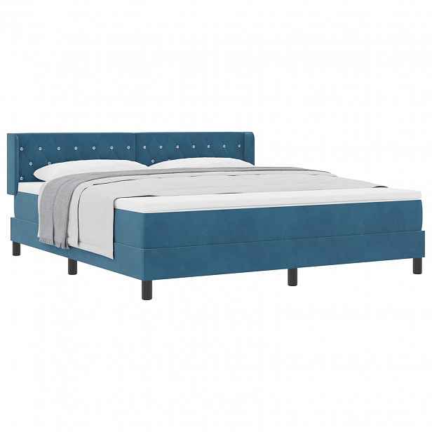 vidaXL Postel s boxspringem s čelo Tmavě modrá 200 x 180 cm samet