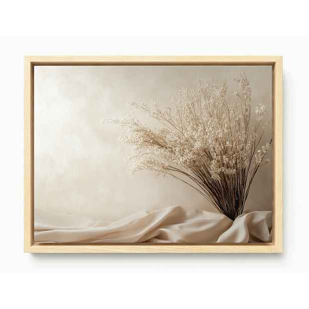 Obraz Rám American Box Sušené Květiny Boho Béžový Minimalismus 80x60