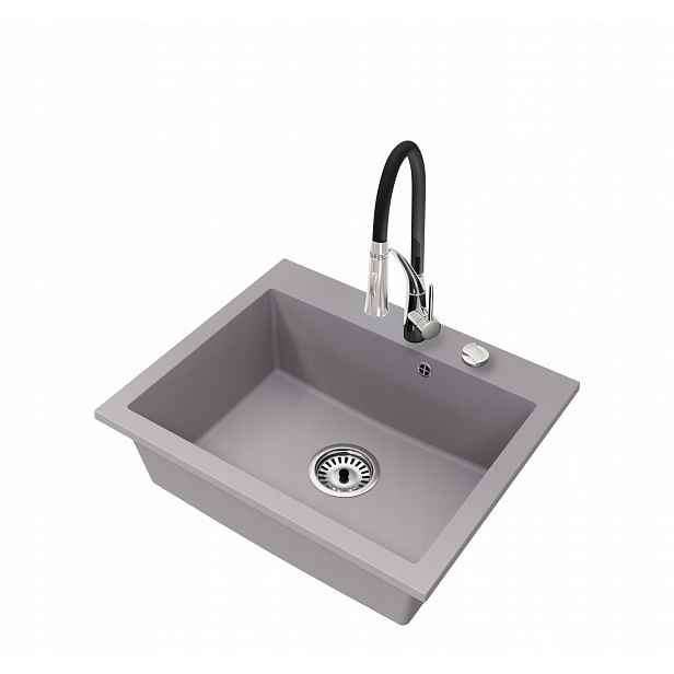 Granitový dřez Jednokomorový Elite 60 Baterie Sifon Chrom Automat