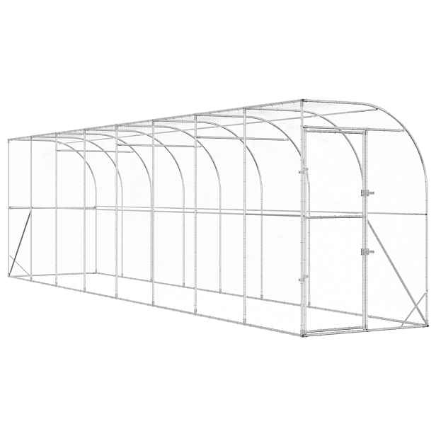 vidaXL Kurník proti zdi Stříbrná 600 x 150 x 215 cm Pozinkovaná ocel