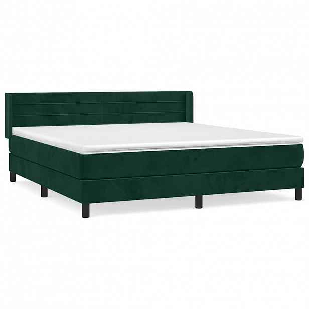 vidaXL Box spring postel s matrací tmavě zelená 160x200 cm samet