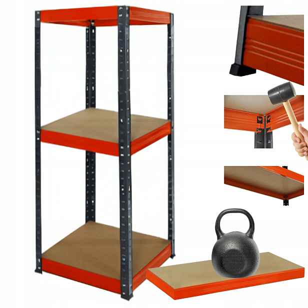 Garážový skladový regál kovový stojan Helios 106x30x30 cm 3Px175 kg