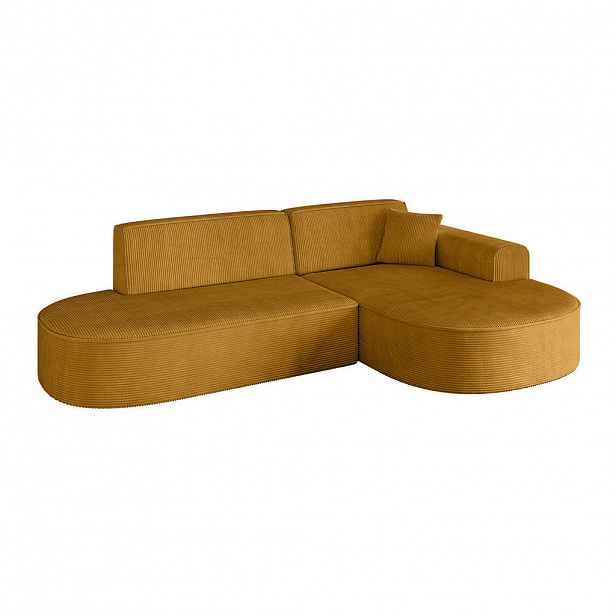 ALTDECOR ROHOVÁ SEDACÍ SOUPRAVA s otomanem vpravo MARI-L1 – 243 x 171 x 79 cm, hořčicově žlutý manšestr
