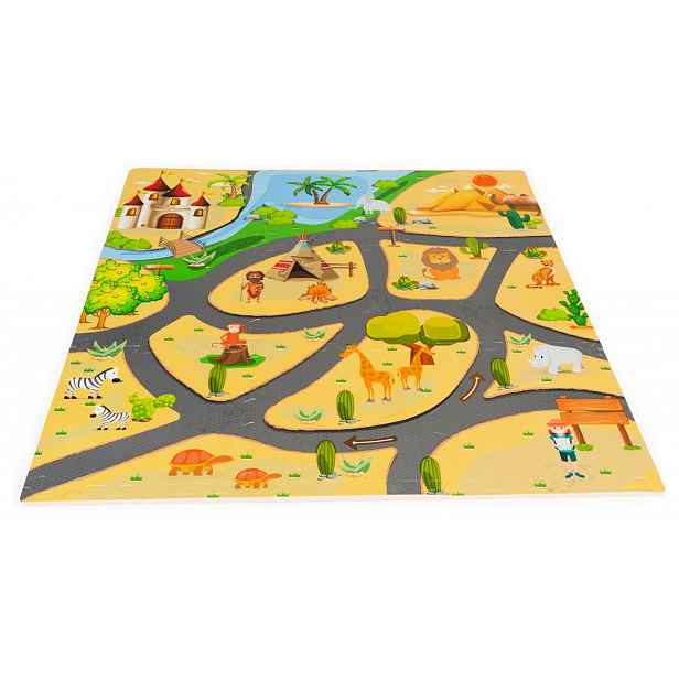 ECOTOYS Pěnová podložka Puzzle safari 93x93 cm barevná