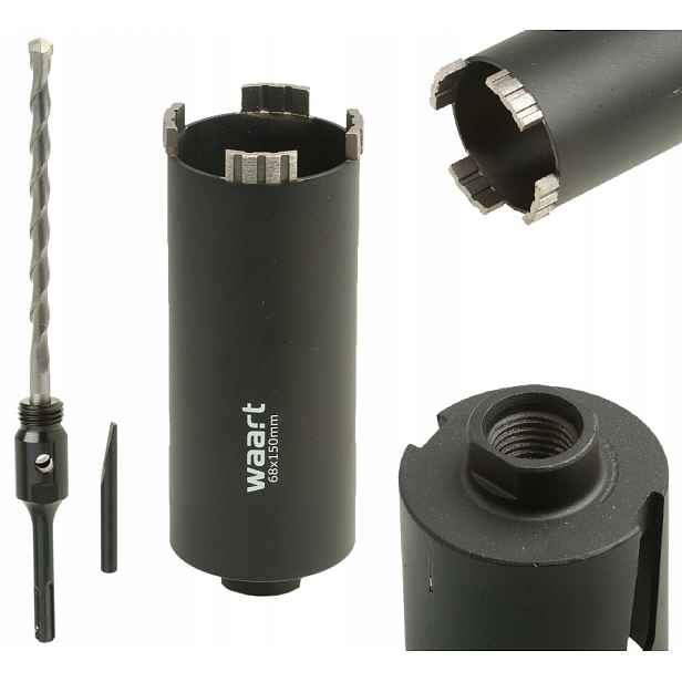Korunkový Vrták Na Betonu Diamantový Turbo 68 mm Dlouhý Pod Plechovku Adaptér Sds