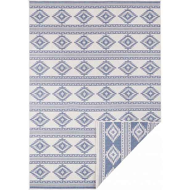Modrý koberec na terasu, plochý, 80 x 150 cm