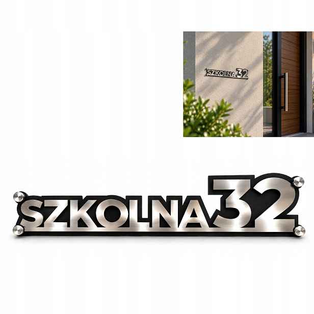 Nerezové číslo domu 3D, adresní štítek Nerezová Ocel, Černá