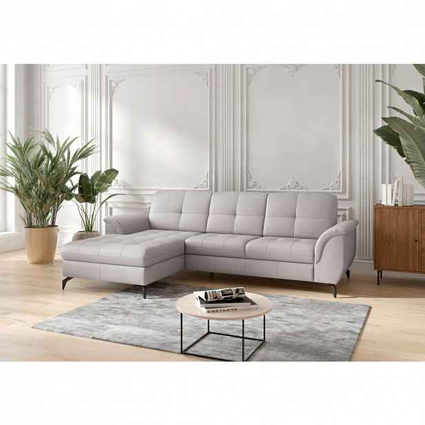 Sit & More ROHOVÁ SEDAČKA, textil, kůže, světle šedá