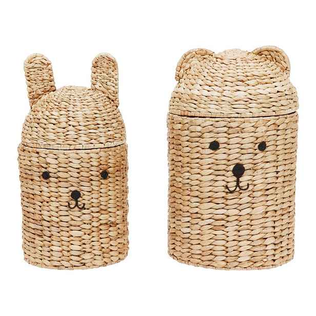 Dětské koše na hračky v sadě 2 ks z mořské trávy v přírodní barvě ø 28,5x49,5 cm Bear & Rabbit – OYOY Mini