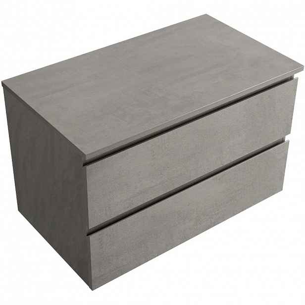 Koupelnová skříňka Carole - betonově šedá + deska pod umyvadlo Navira Slim - 18 mm - 100x49,8x46 cm