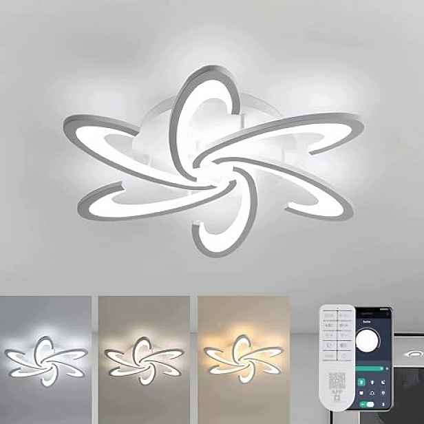 Stropní Led lampa lustr bílá moderní obývací pokoj stmívatelná dálkové ovládání 54W