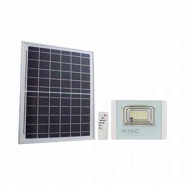 V-tac Solární Led zářič 12W bílý IP65 dálkový ovladač časovač VT-25W 6400K 550lm