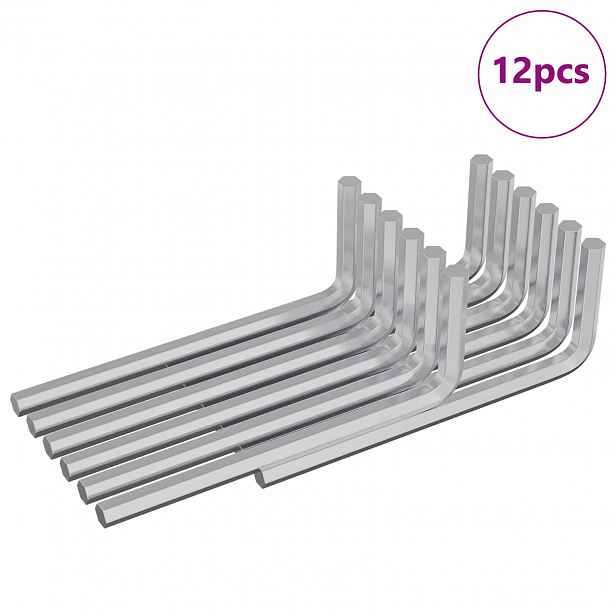 vidaXL Šestihranný klíč 12 ks Stříbrná 22 x 66 mm Ocel