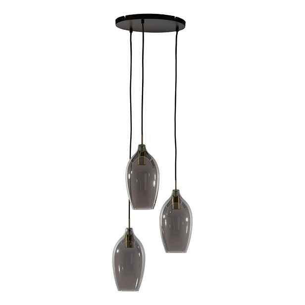 Závěsné svítidlo se skleněným stínidlem v tmavě šedo-bronzové barvě  ø 35 cm Lukaro – Light & Living