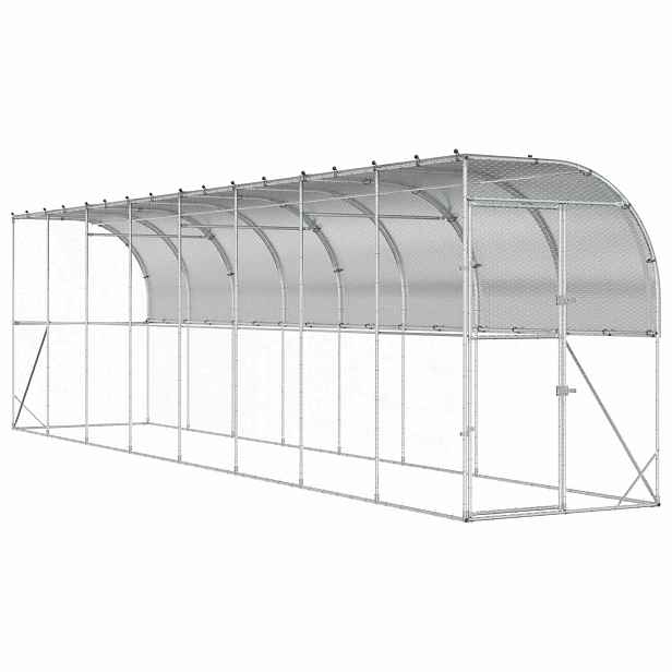 vidaXL Kurník proti zdi Stříbrná 600 x 150 x 215 cm Pozinkovaná ocel