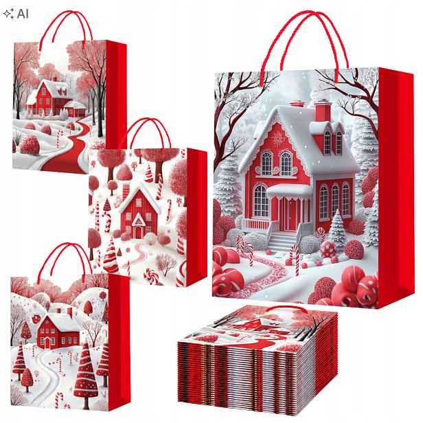 Dárková Taška s papírovým potiskem, ozdobný dárek 32x26x10 lesk x50