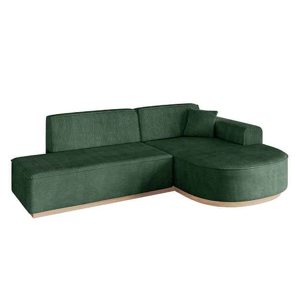 ALTDECOR ROHOVÁ SEDAČKA s otomanem, pravá ARRIO-L1 243x171x83 Zelená Manšestr