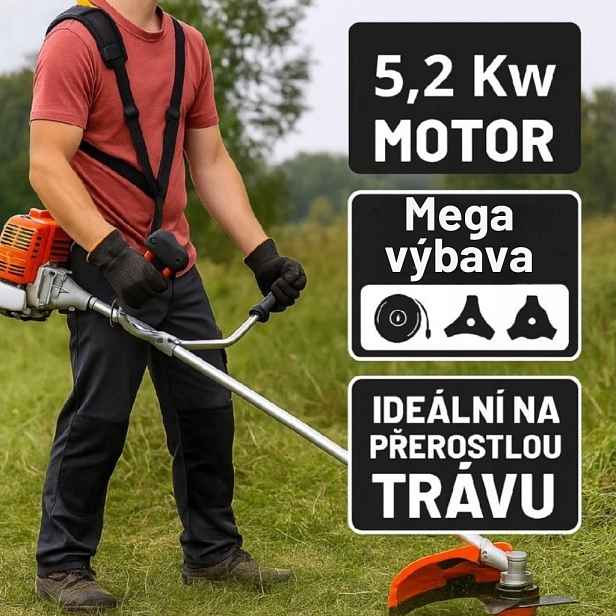 Benzínový křovinořez Ondragon 7566 5,2 kW 49 cm³ sada popruhy kotouč