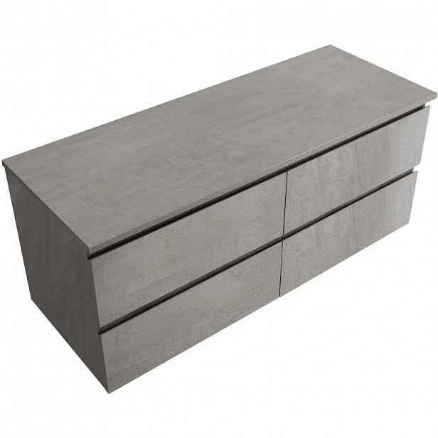 Koupelnová skříňka Carole - betonově šedá + deska pod umyvadlo Navira Slim - 18 mm - 120x49,8x46 cm