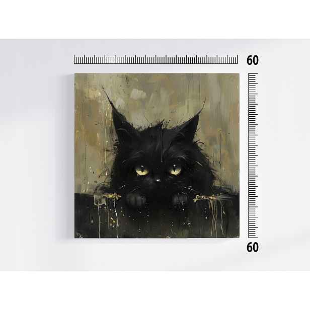 Obraz Na Plátně Canvas Grafika Černá Kočka Kocour Kotě Kočičí Oči 60x60