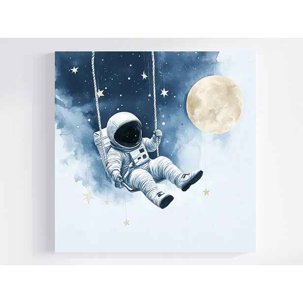 Obraz Na Plátně Canvas Vesmír Měsíc Hvězdy Astronauta Houpačka 50x50