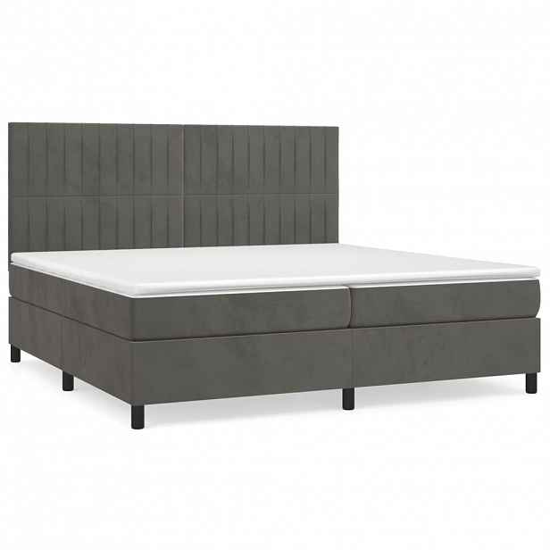 vidaXL Box spring postel s matrací tmavě šedá 200x200 cm samet