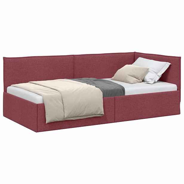 vidaXL Rohový rám postele Víno Červené 90 x 190 cm textil
