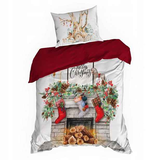 Sada povlečení vánoční Charming 140x200 Eurofirany bílá krbová sada