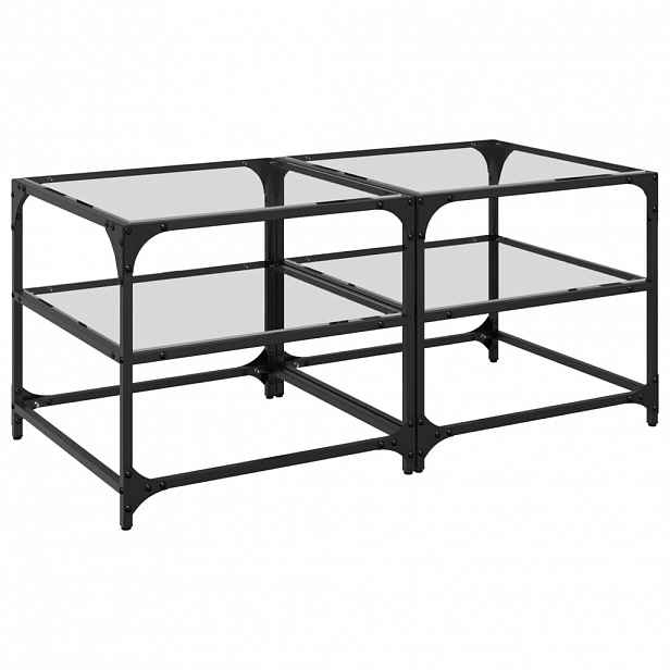 vidaXL Konferenční stolky průhledná skleněná deska 2ks 50x50x45cm ocel
