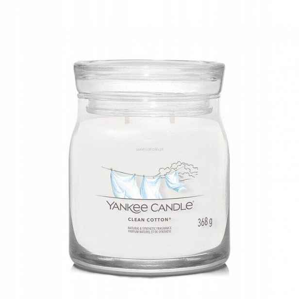 Yankee Candle Clean Clean Cotton střední sójová svíčka se dvěma knoty 368 g