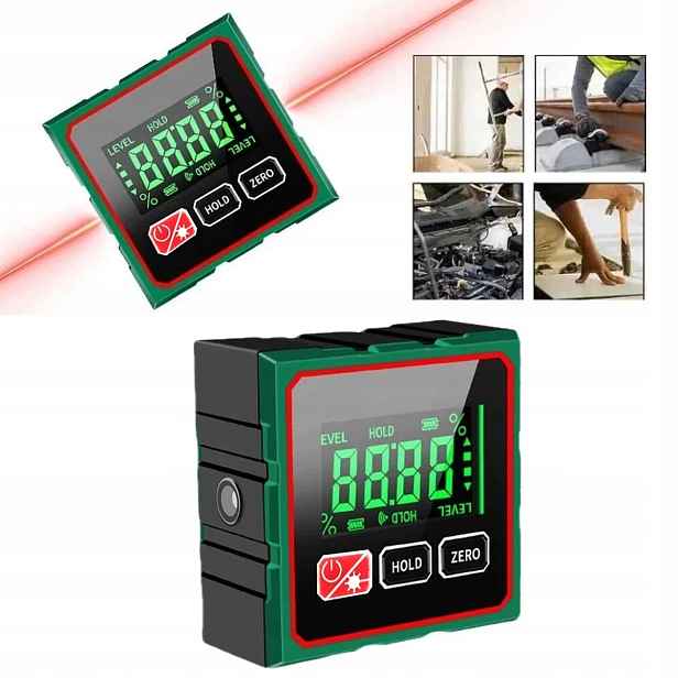 Elektronický magnetický úhloměr s laserem pro truhláře