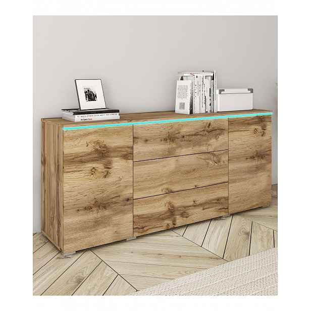 Komoda s LED osvětlením Vera dub wotan, 150 cm