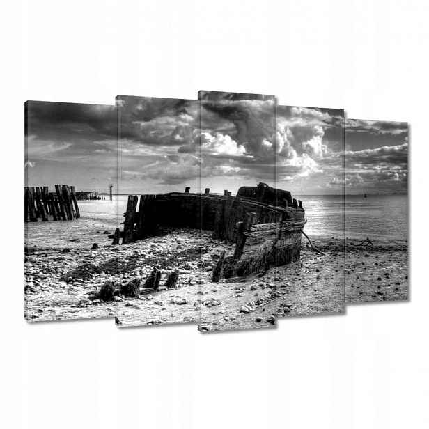 Obrazy 100x60 Černobílá fotografie lodí