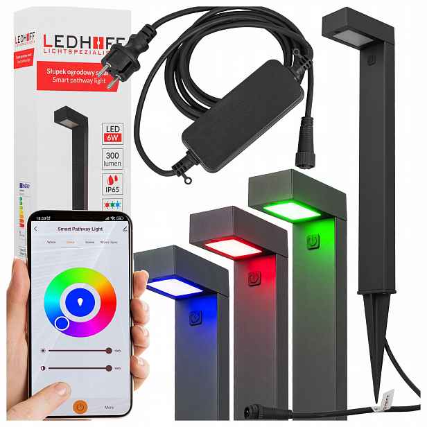 Stojící zahradní lampy Rgb Smart Aplikace Zapichovací 3 ks Velký 41 cm