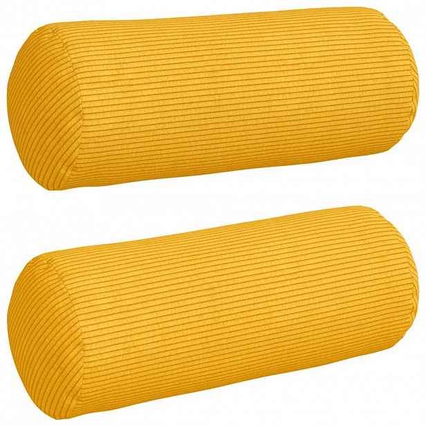 vidaXL Polštáře 2 pcs Světlá žlutá Ø 15 x 40 cm Žebrovaná látka