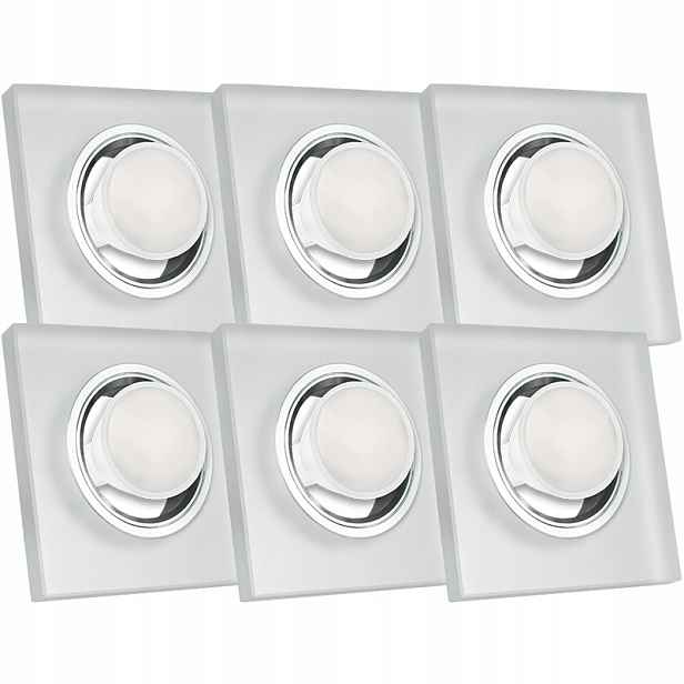 6X Skleněná Zapuštěná Lampa Námraza Kolo Silné Sklo Žárovka 7W