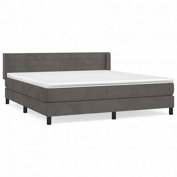vidaXL Box spring postel s matrací tmavě šedá 180x200 cm samet