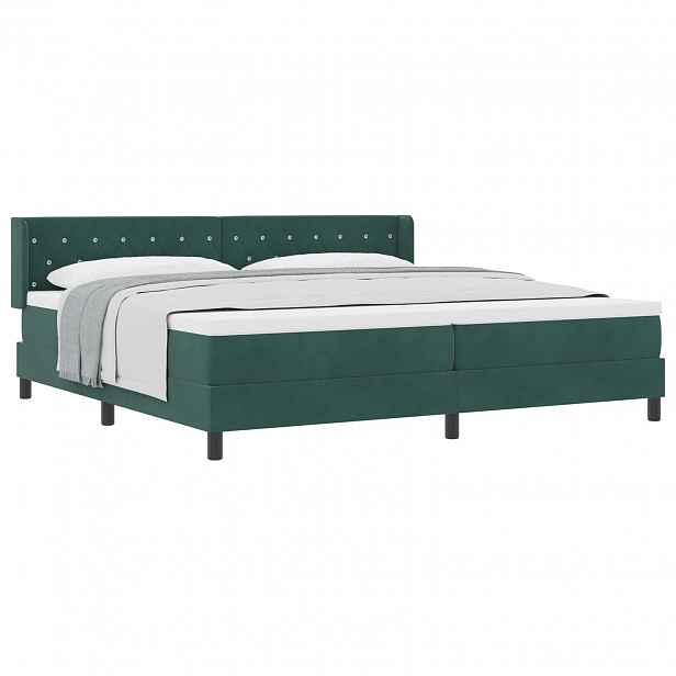 vidaXL Postel s boxspringem s čelo Tmavě zelená 200 x 200 cm samet