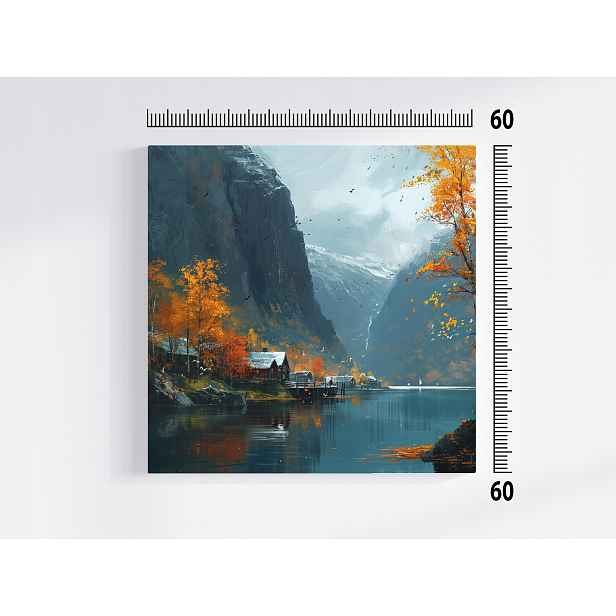 Obraz Na Plátně Canvas Skandinávie Norsko Fiord Hory Podzim Pohled 60x60