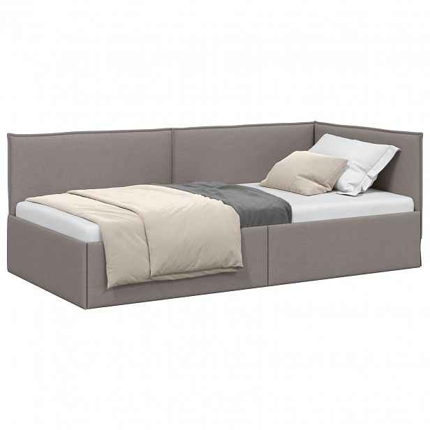vidaXL Rohový rám postele Taupe 90 x 190 cm textil